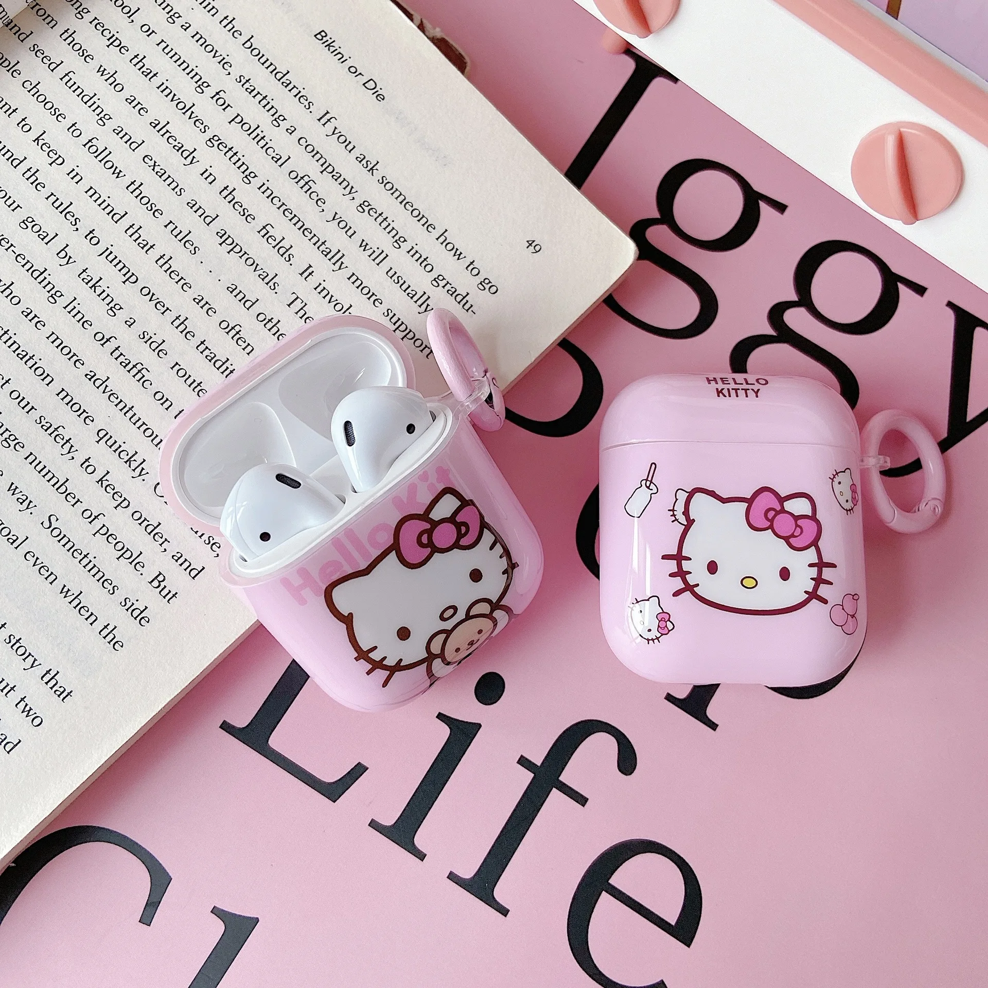 Cute Cat Earphone Case With English Background, Suitable For 1/2/pro/pro2/3 Earphone  Case - Temu