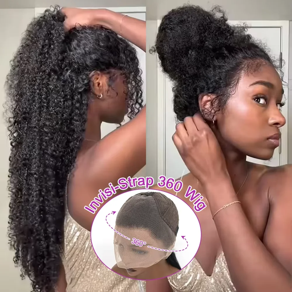 360 Full Invisible Strap Deep Wave Wigs Human Hair 250% Density Curly Wigs 360 Lace Frontal Wigs Human Hair For Black Women 1