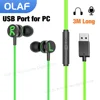 3M Long USB Wired Headphones In-ear Earphones With Mic USB-A Cable Handsfree Headset Gaming USB Earbuds For Desktop Laptop PC 1