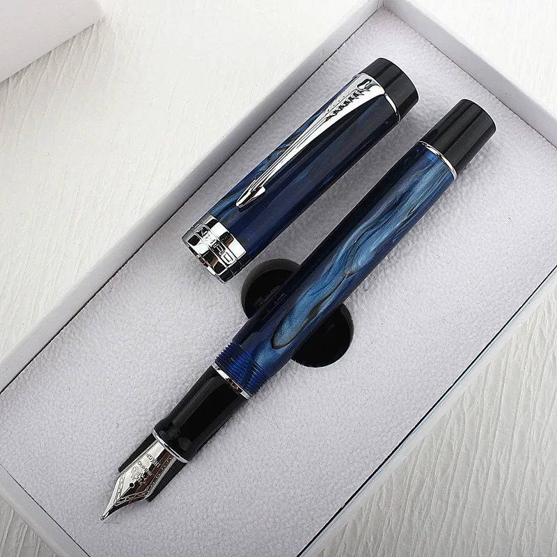 Jinhao Century 100 Series Fountain Pen Galaxy Blue Acrylic Barrel Fine Nib Gold Trim Business Office Signature School смартфон samsung galaxy a03 3 32gb sm a035fzbdmeb blue