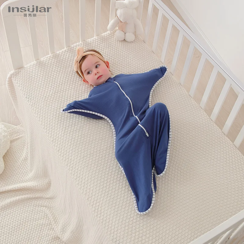 Insular Newborn Baby Girl Boy Anti-Startle Sleeping Bag Cotton Baby Wrap Receiving Swaddling Blanket Infant Sleepsacks baby sleepsacks ultralight sleeping bag