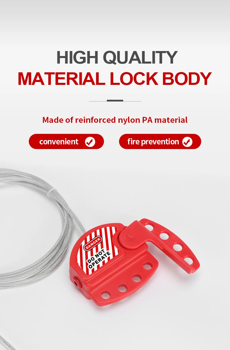 Description Picture 4 of itemAdjustable Cable Lockout Universal Valve Safety LOTO Lock Combination Security Steel Wire ABS Body
