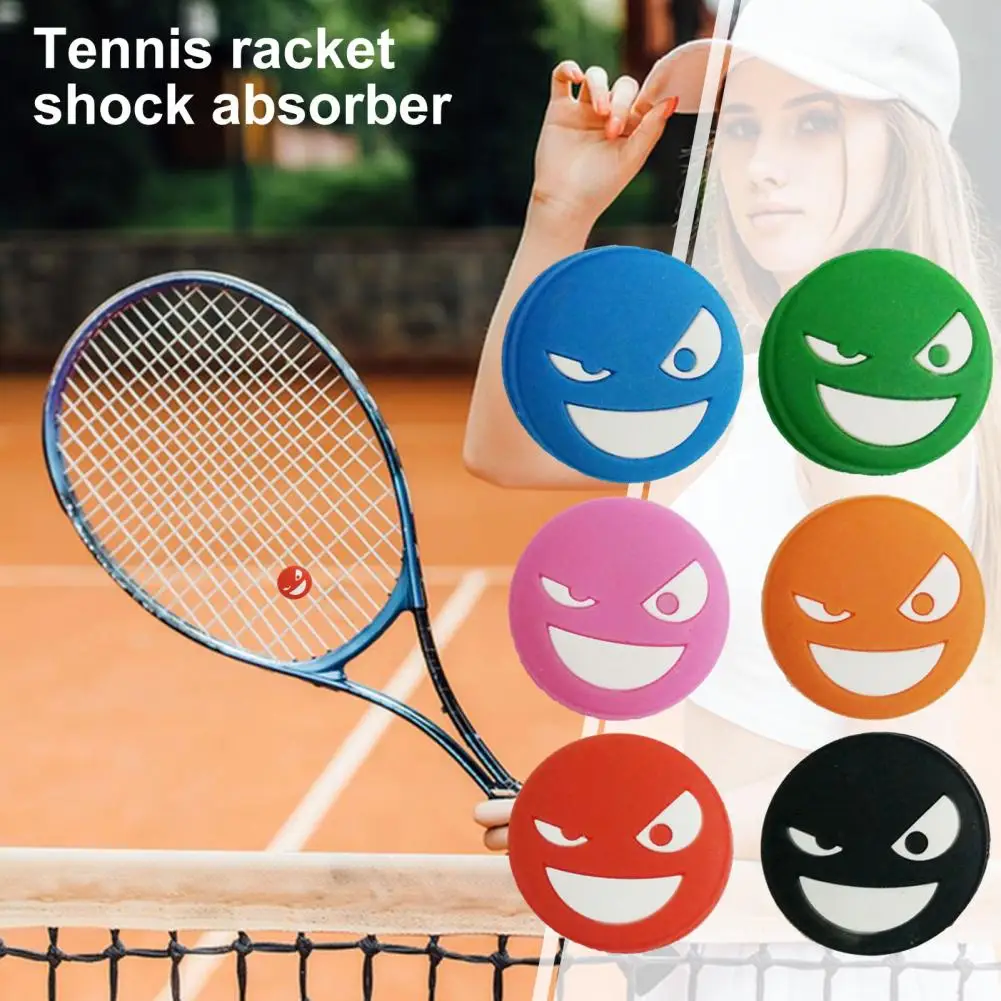 Tennis Racket Vibration Dampeners Silicone Tennis Racket Shock Absorbers Smile Face Anti-vibration Racquet Shock Absorber