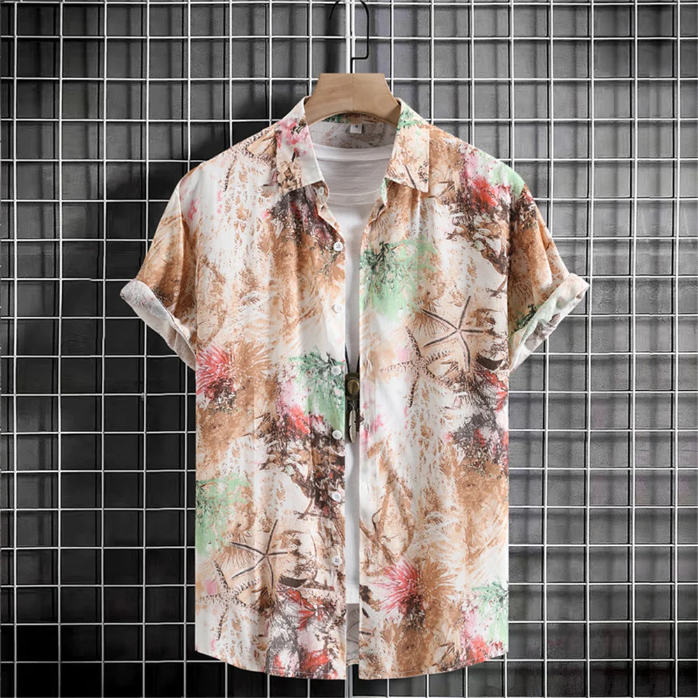 Simple Flower Men's Shirt 3d Printed Tops Fashion Loose Oversized Wear daily Casual Short Sleeved Shirt Comfort Men's Clothing