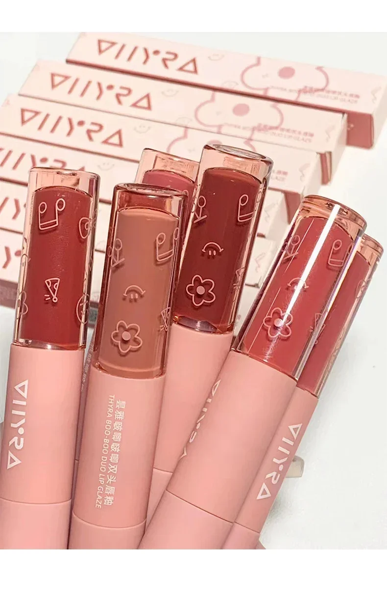 

Double-Headed Lip Lacquer Raincoat Non-Fading Water Mist Matte Nude Color Series