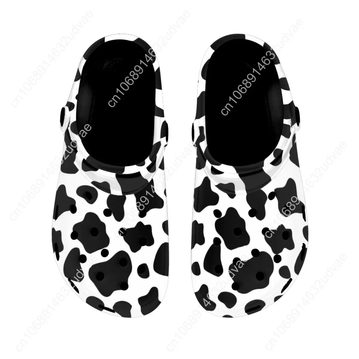 Casual Ladies Indoor Slippers Classic White And Black Cow Design Non-Slip Lightweight Sandals Women Breathable Slides Footwear