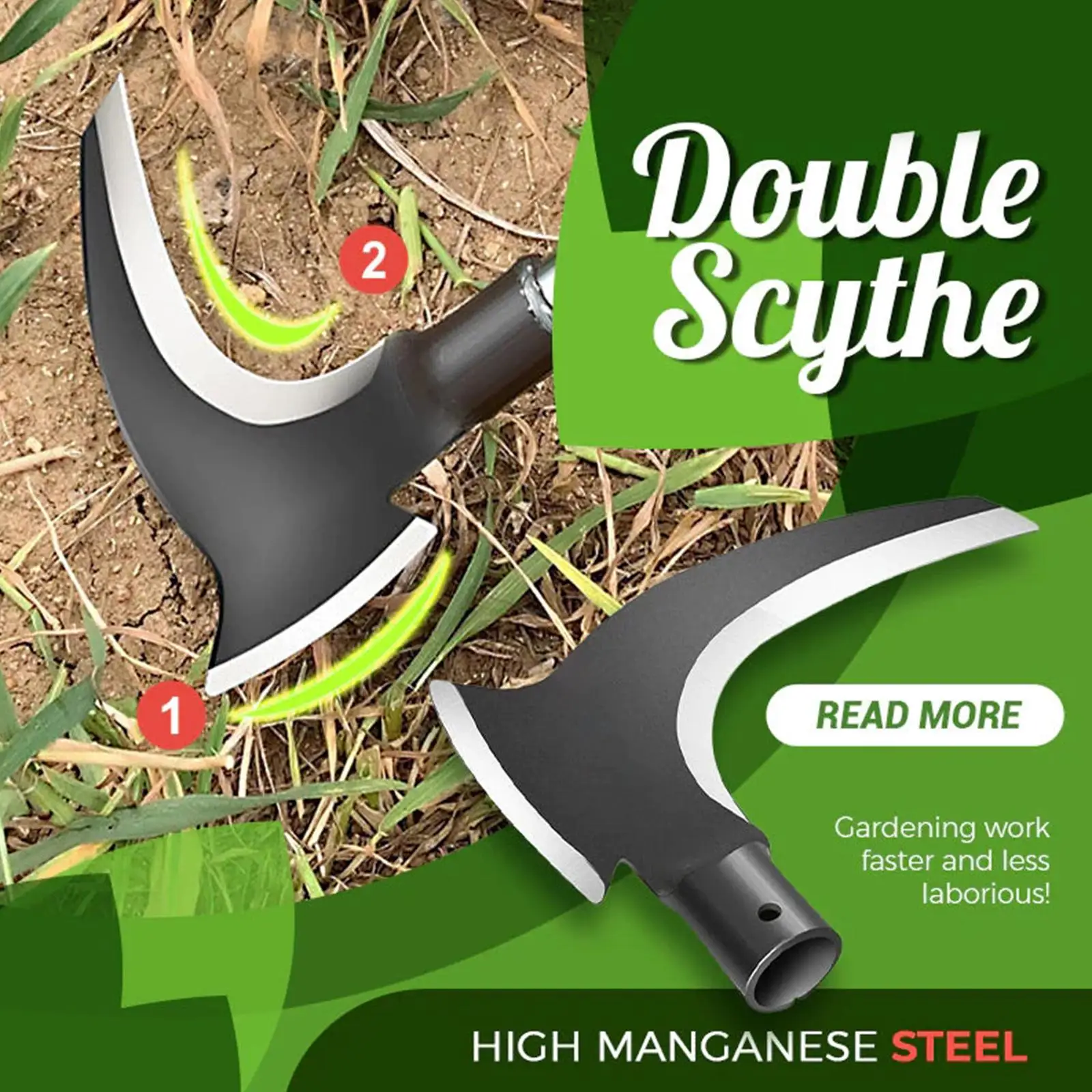 Double Sickle Chopping Scythe Axe Wood Chopping Trees Cutting Grass Machete Tools Multifunctional Weeding Agricultural Tool weeding tool camping axe