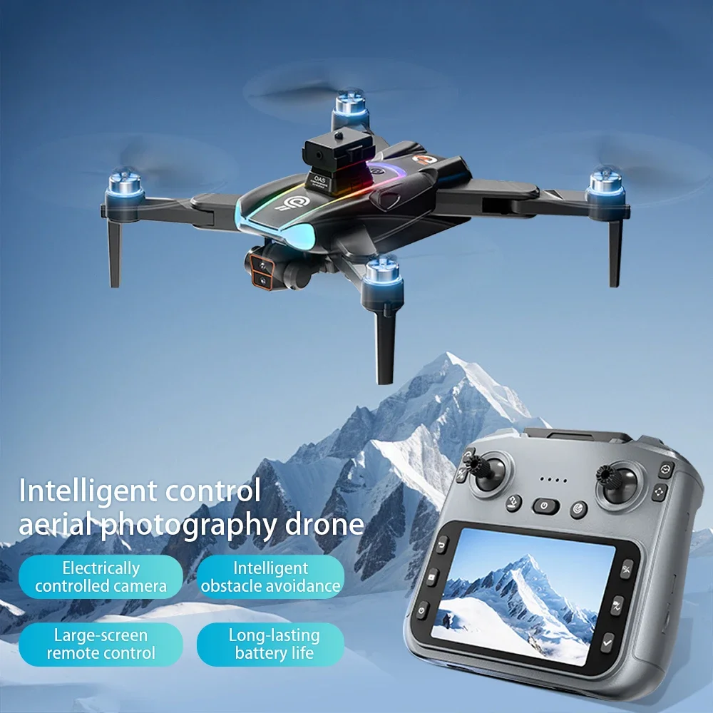 Drone Selfie Poche 4K HD Double Caméra noir tenu dans une main, montrant sa taille réduite.