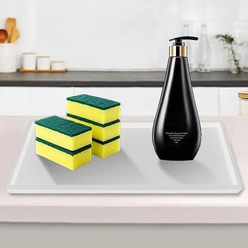 Bathroom Vanity Tray Silicone Heatproof Waterproof Storage Holder Rectangular Organizer For Sink Home Storage And Accessories