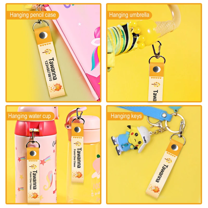 Name Stickers Name Sticker Personalized name lanyard name label hook children's ID card label daycare water bottle name lion