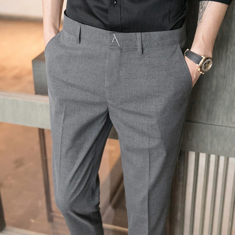 

Winter slim feet black joker trousers men's business nine pants suit pants trend. 5642