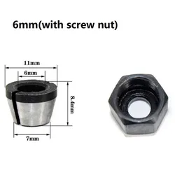New Collet Chuck Adapter With Nut Carbon Steel For 6mm/6.35mm Chuck For 8mm Chuck Suitable 13mm×12mm×8mm/0.51in×0.47in×0.31in