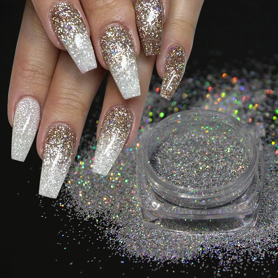 Nail Decoration Holographic Nail Powder Laser Glitter DIY Shimmer Dust Chrome Pigment Sparkly Art Sequin Paillette JIL01-16 1pcs