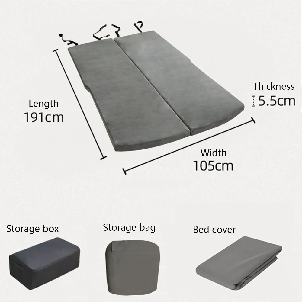 Car Bed Non-Inflatable Car Mattress Tesla Model 3/Y Memory Foam Sleeping Travel Bed Folding Camping Mattress Accessories