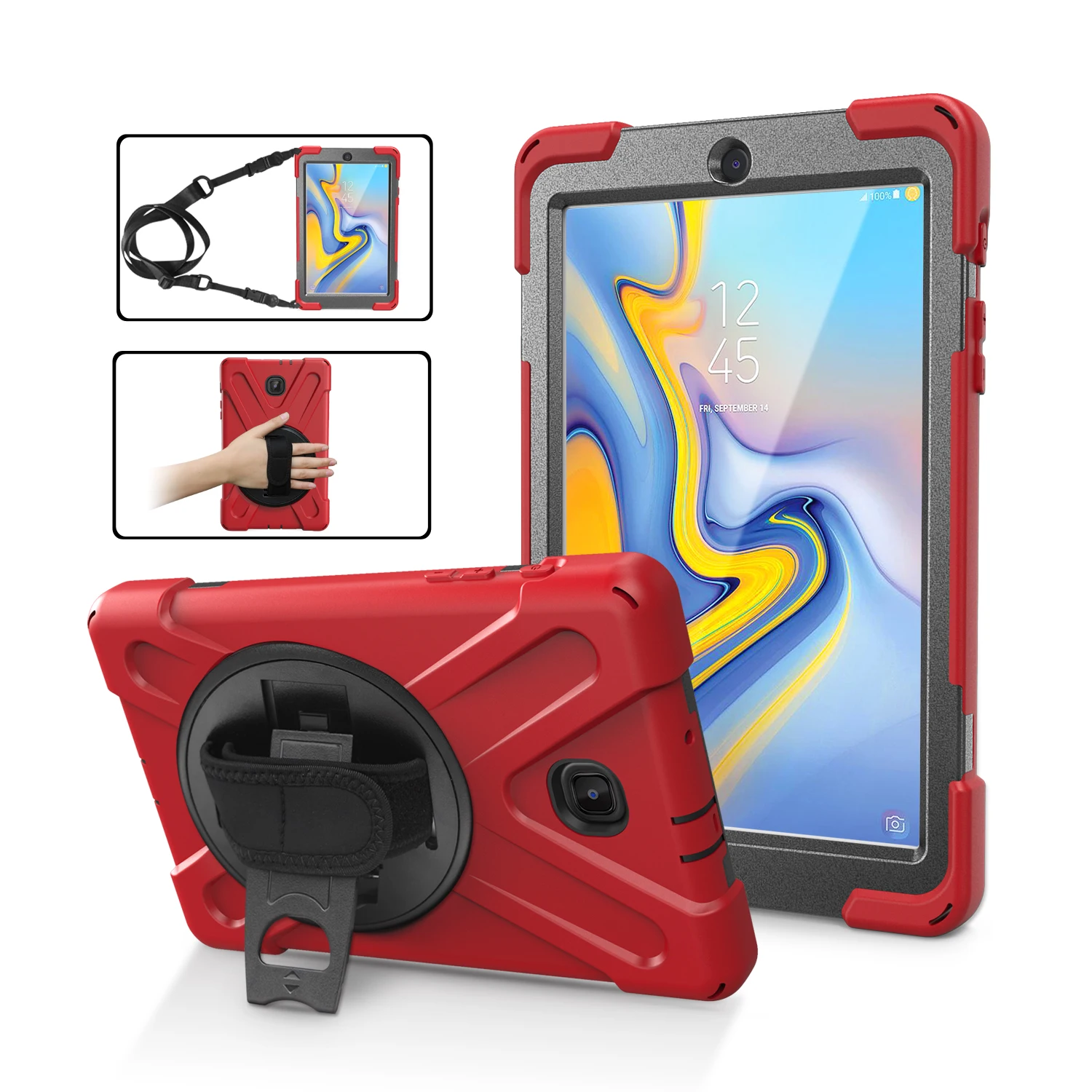 Children's Durable Shockproof Tablet Case with Shoulder Strap for Secure Handling - Heavy Duty Silicone Protection
