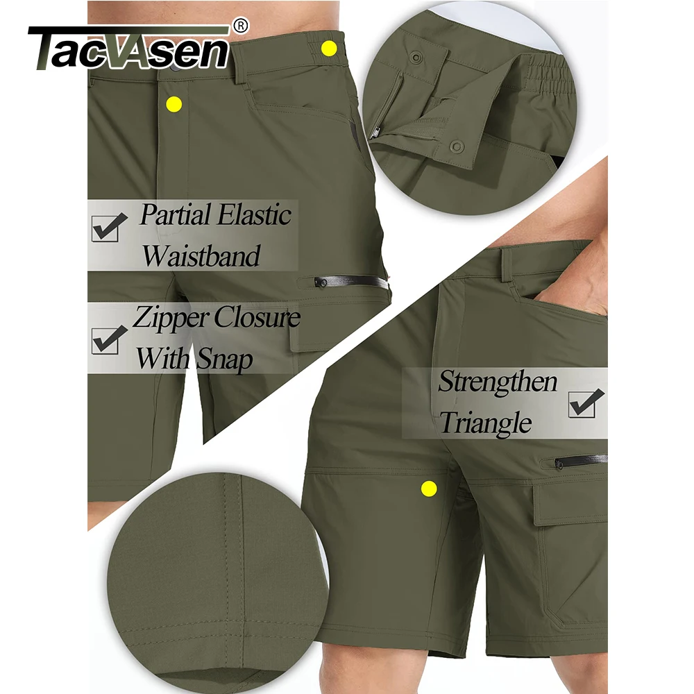 TACVASEN 남성용 빠른 건조 나일론 작업 반바지, 캐주얼 하이킹 카고 반바지, 경량 야외 낚시 반바지, 여름