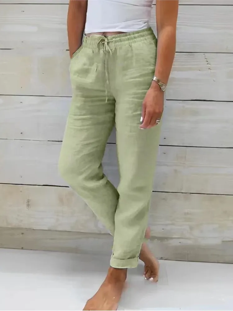 Summer Fashion Women's Casual Pants New High Waist Solid