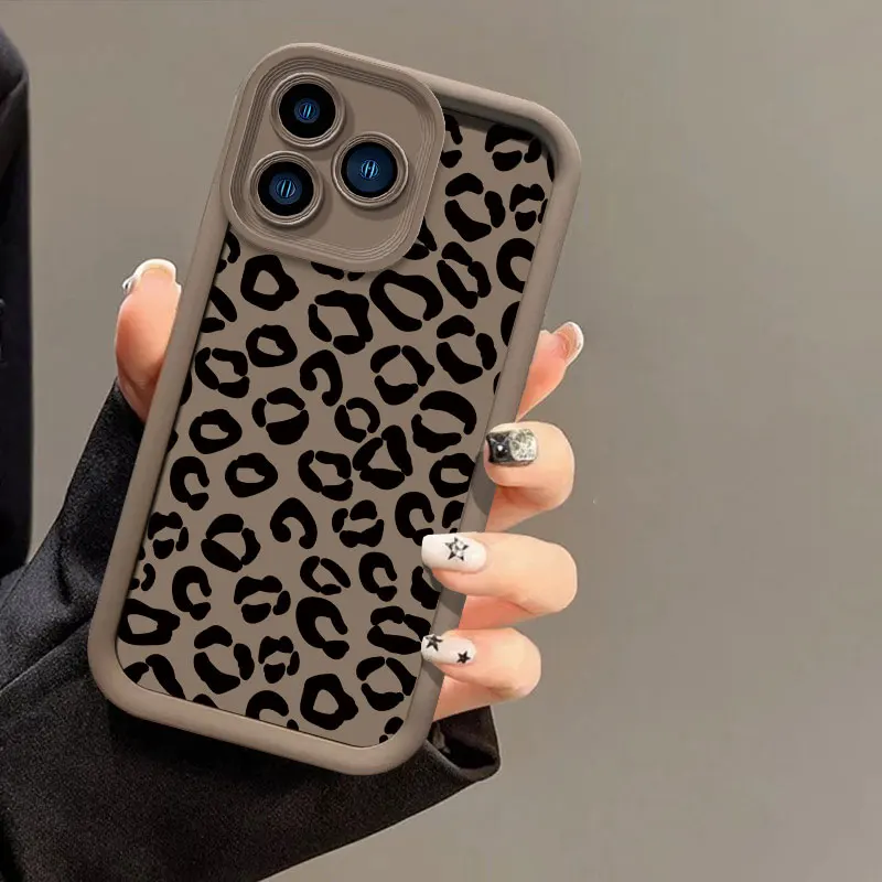 Leopard Print Shockproof Silicone Phone Case with Soft Bumper