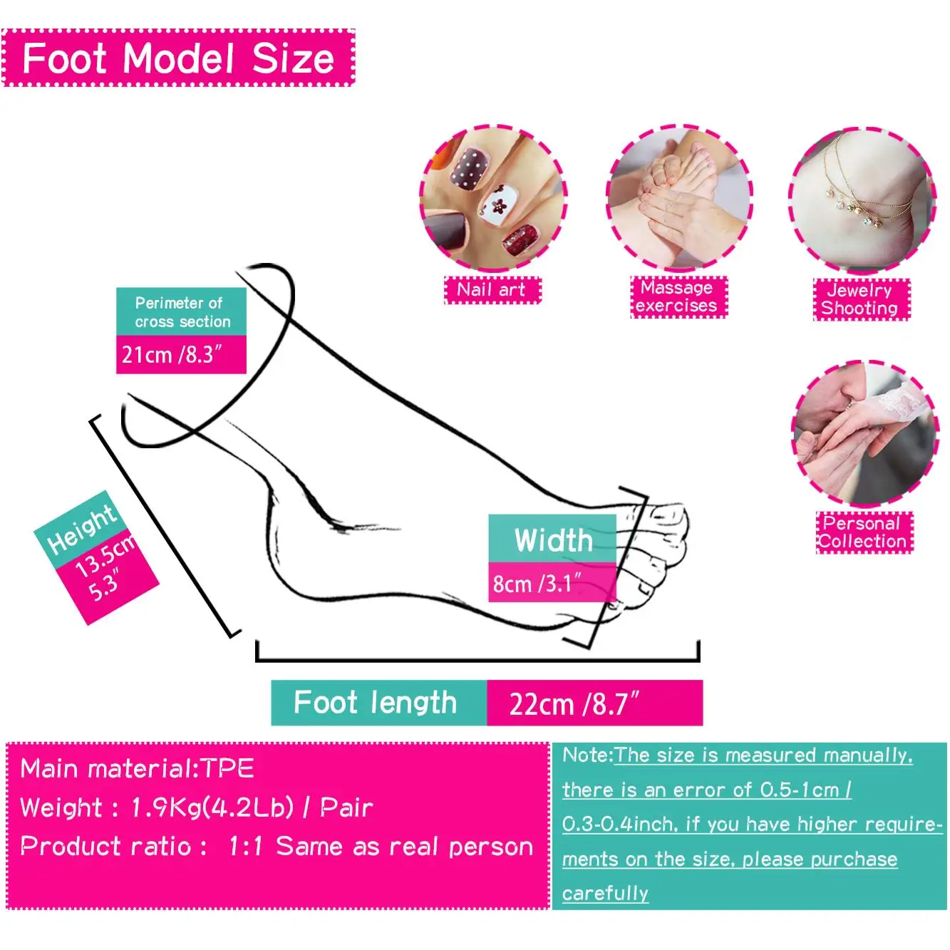 Female Silicone Foot Model Direct Selling Simulation Nail Practice Mannequin Feet Fetish For Footjob Shoes Sock Display TGJ36