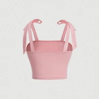 Solid Tie Shoulder Ruched Wide Strap Slim Fit Crop Top Women Clothing Summer 2025 Y2K Clothes Pink Backless Camis Top Streetwear - Image 2