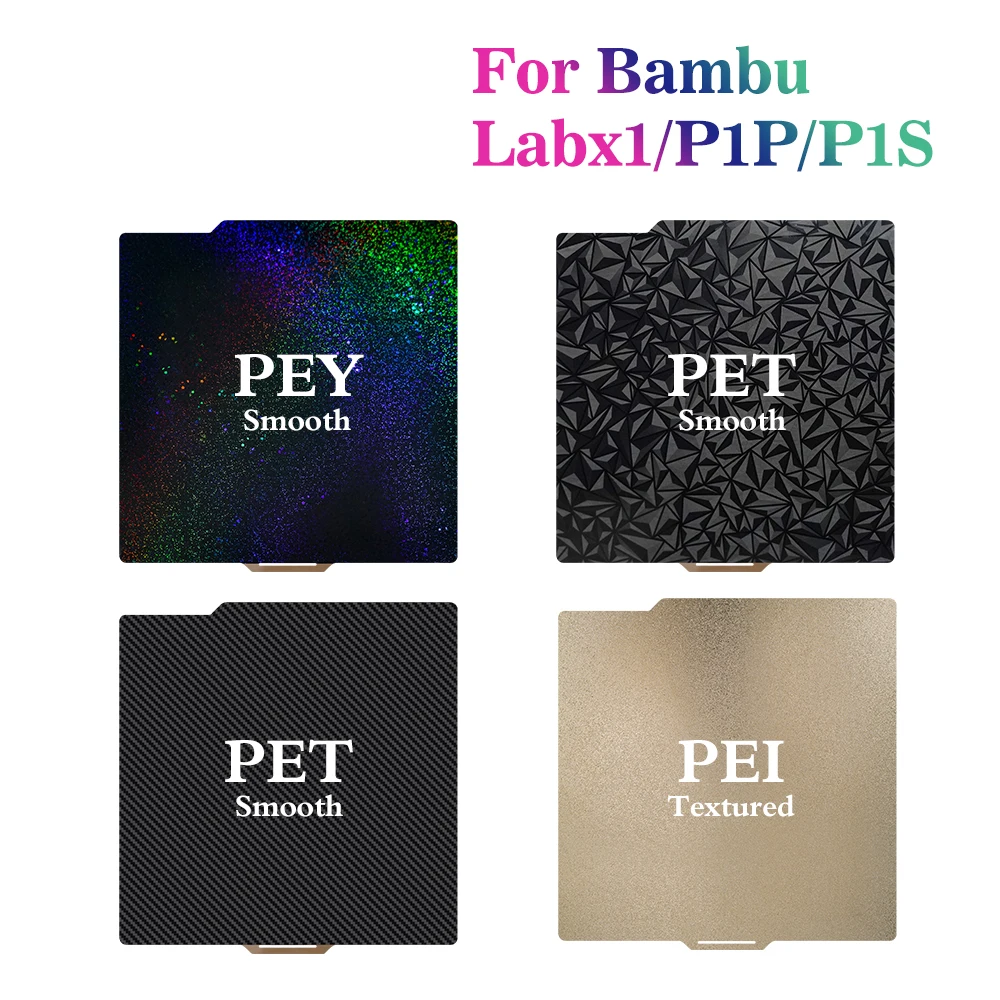 Bambu 연구실용 PEI PEO 카멜레온 시트, 양면 침대, 질감 및 부드러움, X1, X1C, P1P, A1, 257x257mm 빌드 플레이트