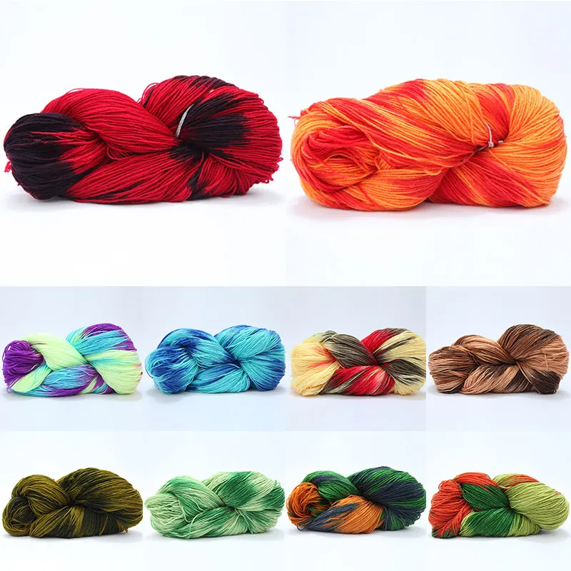 50g / Piece Rainbow Section Ecological Dyeing Yarn 4-strand Wool DIY Manual Crochet Knitting Yarn Baby Sweater Scarf Yarn 5