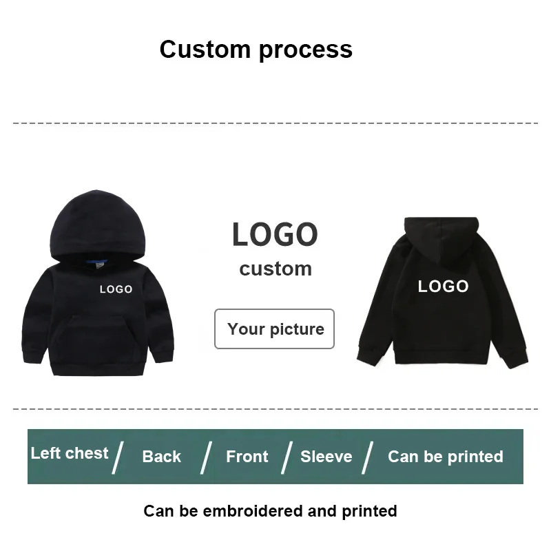 2023 Your Own Design Logo Picture Customized Print Hoodies Kids Children Sweatshirts Clothing Baby Boy Girls DIY Cotton Pullover 6