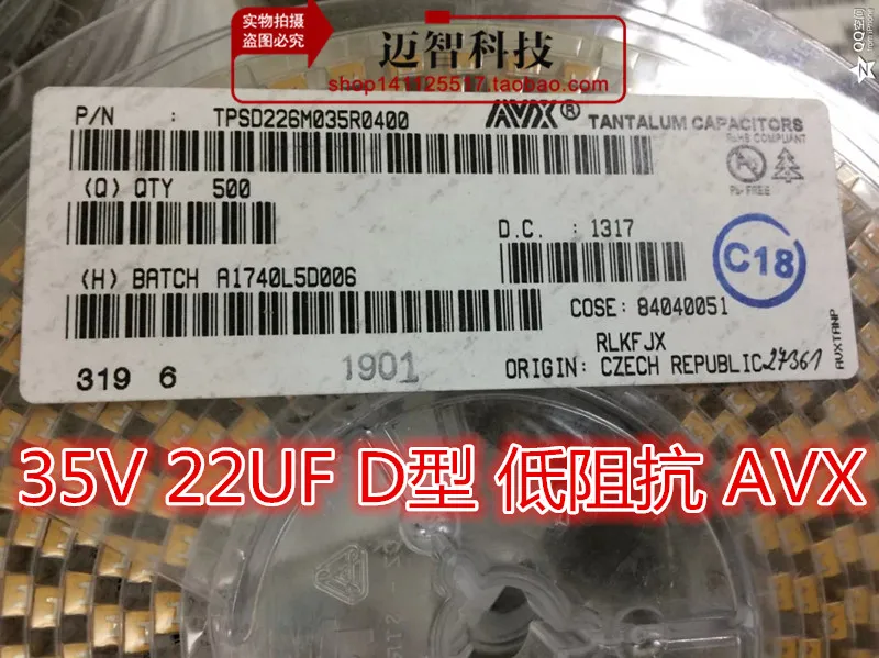 20-100pcs TPSD226M035R0400 7343 35V 22UF D type 35V22D SMD tantalum capacitor printed 226V original spot 24 sheets handwritten printed waterproof tear resistant colorful p type cable labels wire markers stickers