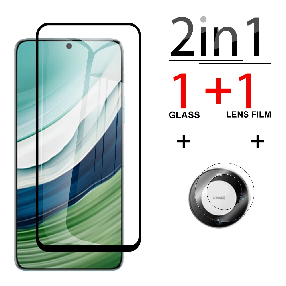 

2in1 Clear Camera Glass For Huawei Mate 60 Nova Y91 Y90 11 10 9 8i 6 7i 5z Enjoy 60X 50 hawei P40 lite Black edge Tempered Glass