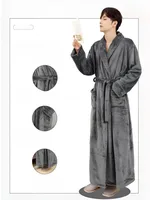 Coral velvet couple's comfortable winter bathrobe 1