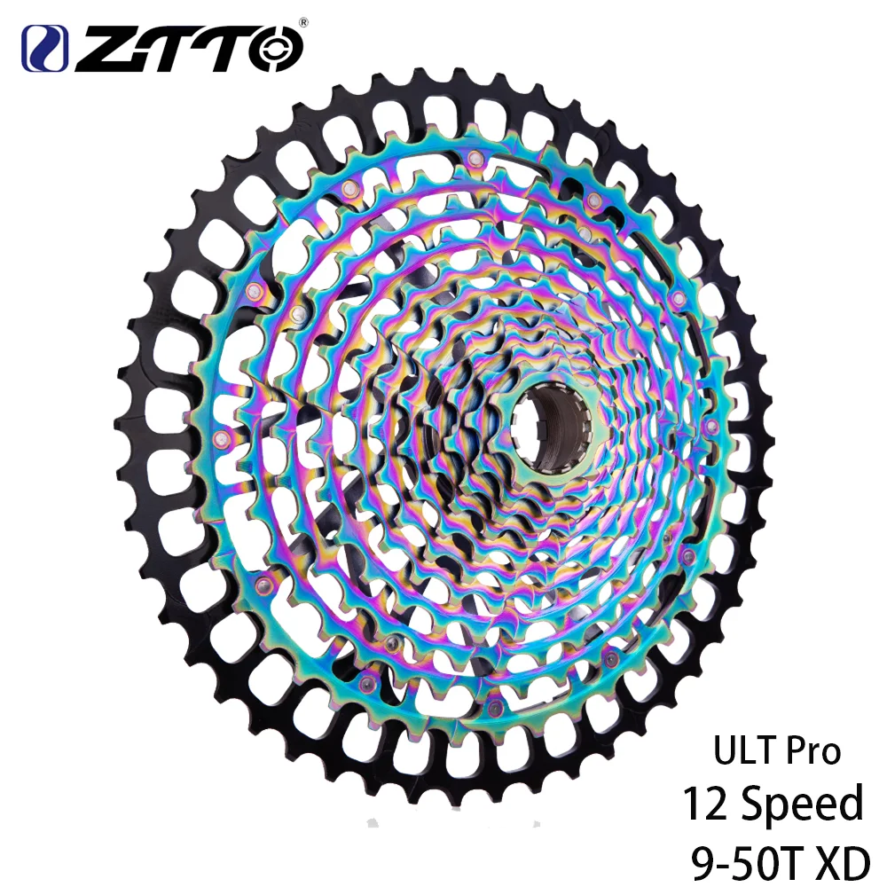 Bicycle Cassette ZTTO Ultimate Pro MTB 12Speed 9-50T Bicycle Cassette XD Rainbow ULT Pro Sprocket Ultralight 12V K7 for Gravel Bike