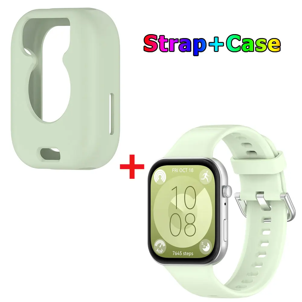 Silicone Watch Strap with Protective Case for Huawei Watch Fit 3: All-In-One Band and Screen Protector Combo