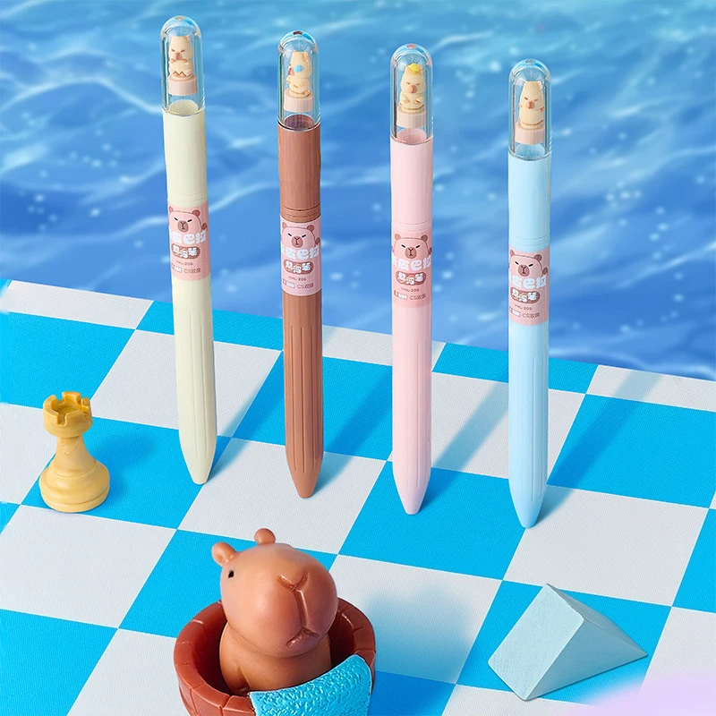 4개입, 랜덤 색상, 중성펜, 카피바라 플로팅 펜, 학생용 고품질 부드러운 필기감 펜, 속건성 사무용 서명펜, 발렌타인데이, 크리스마스, 선물용으로 적합, 할로윈, 추수감사절, 크리스마스 선물, 경품, 학생