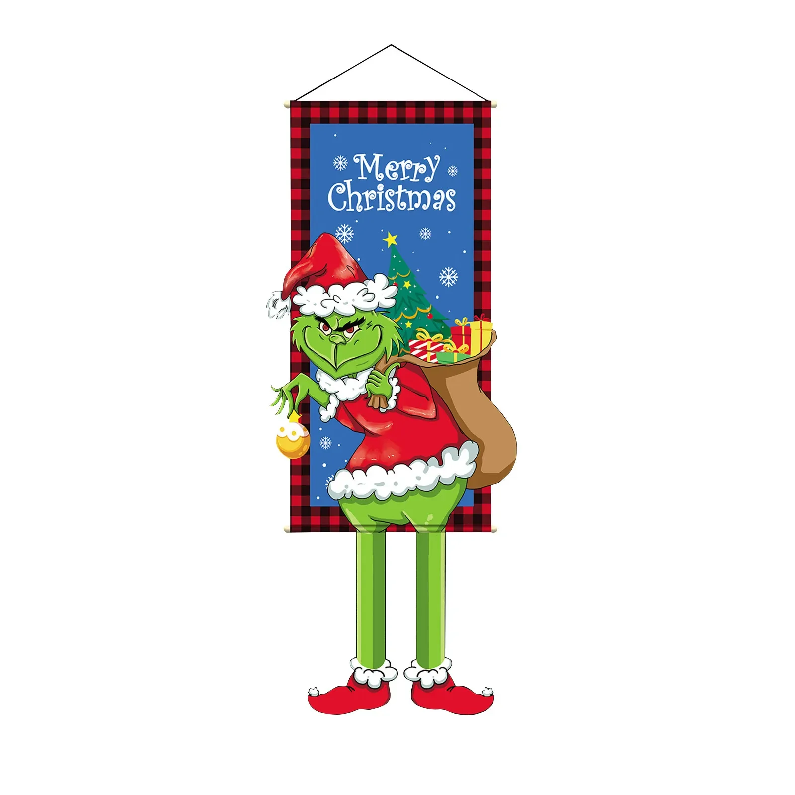 Fabric Christmas Hanging Flag Outdoor Home Decor