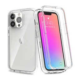 Ultimate 360° Full Body Clear Protective Phone Case - Soft & Hard Back Cover - iPhone 15 Pro Max (Transparent)
