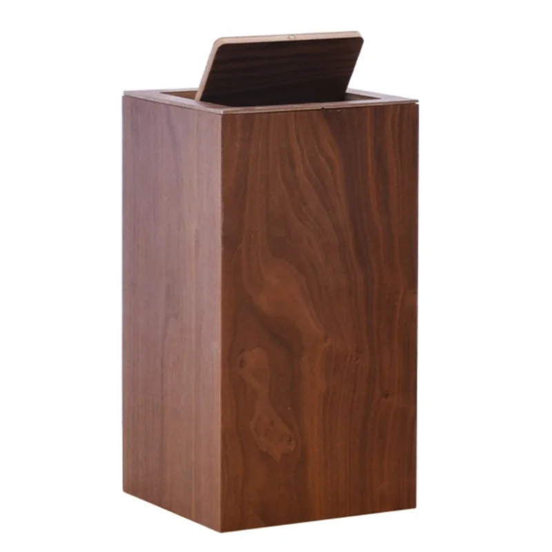 Large Capacity Wooden Trash Can Square Storage Bucket Large