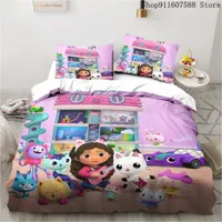 Gabby’s Dollhouse Bedding Set Kawaii Bed Linen Set Single Double Size Home Decor For Girls Kids Cartoon Cute Cat Duvet Cover Set
