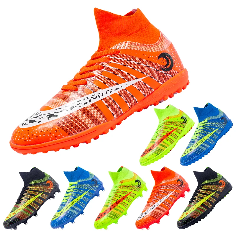 Adult Professional Soccer Shoes Non-Slip Long Spike Football Boots Young Kids High Ankle Cleats Grass Soccer Sneakers 36-44