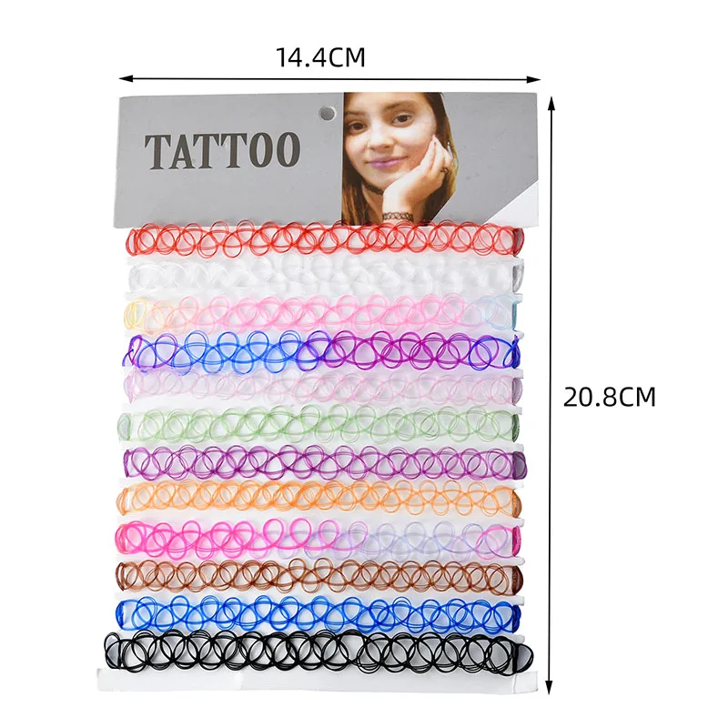 BodyJ4You 2PC Tattoo Choker Necklace - 90s Choker Necklace