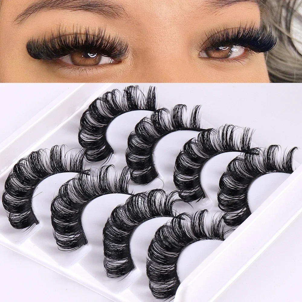 

4 Pairs Russian Strip Lashes Fluffy Mink Lashes 3D False Eyelashes Russian Volume Eyelashes Fake Eyelashes