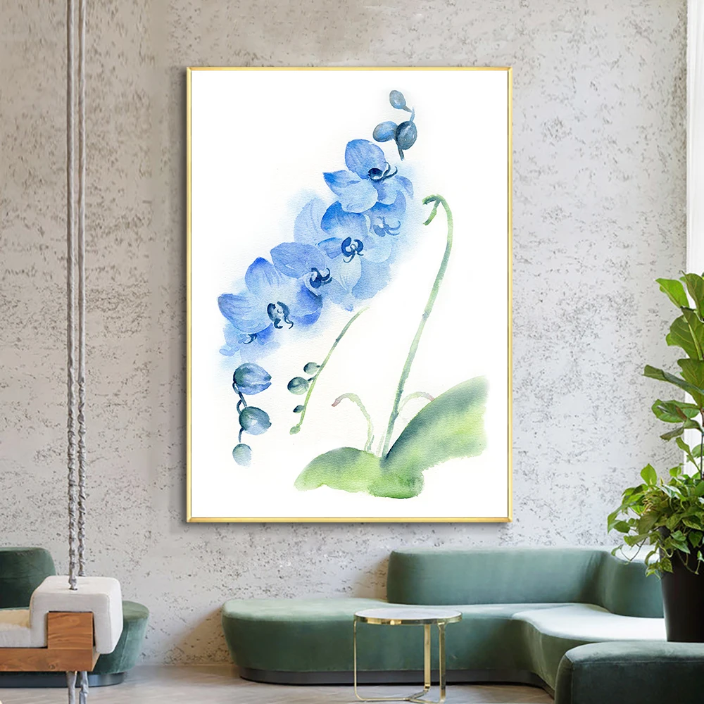 

Flowers Watercolor Painting Modern Wall Canvas Print Art Poster Orchid Poppy Snowdrops Plants Picture for Living Room Home Decor