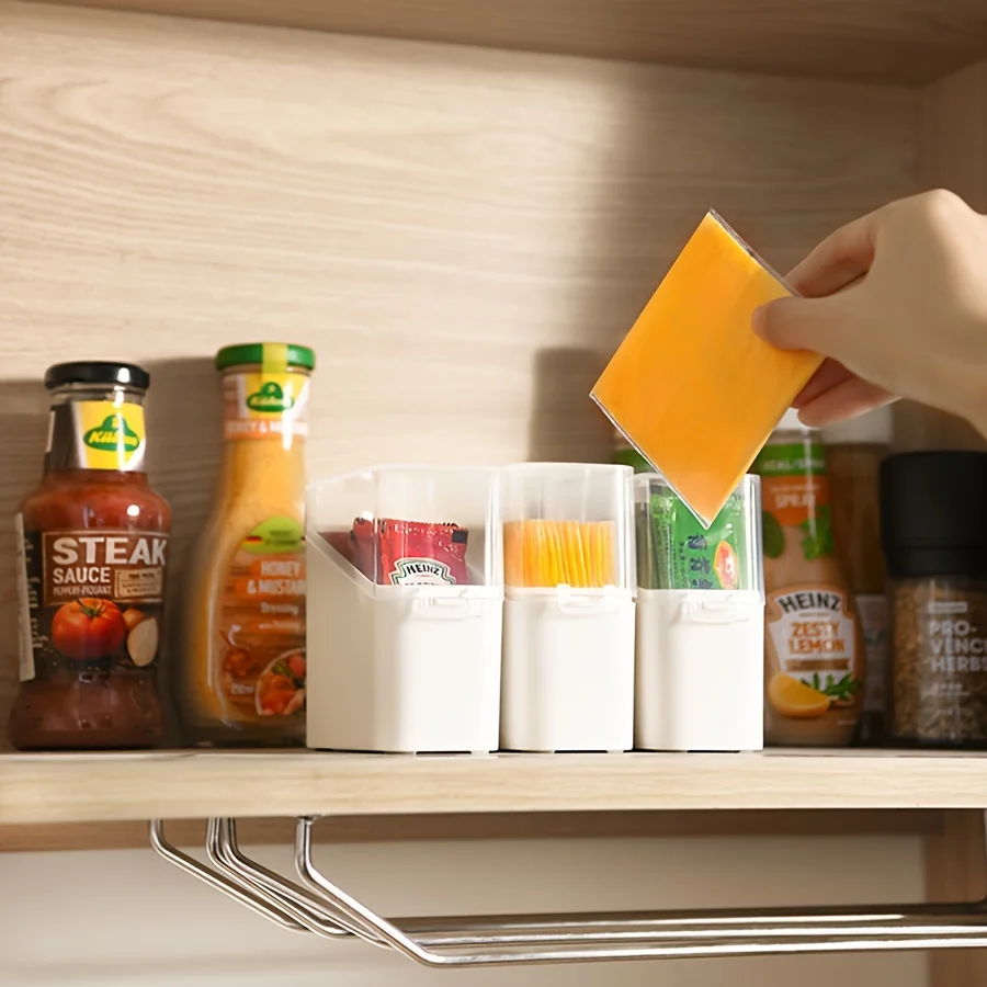 Refrigerator Storage Box with Flip Cover for Cheese and Cooked Meat, Suitable for Side Door Storage 5