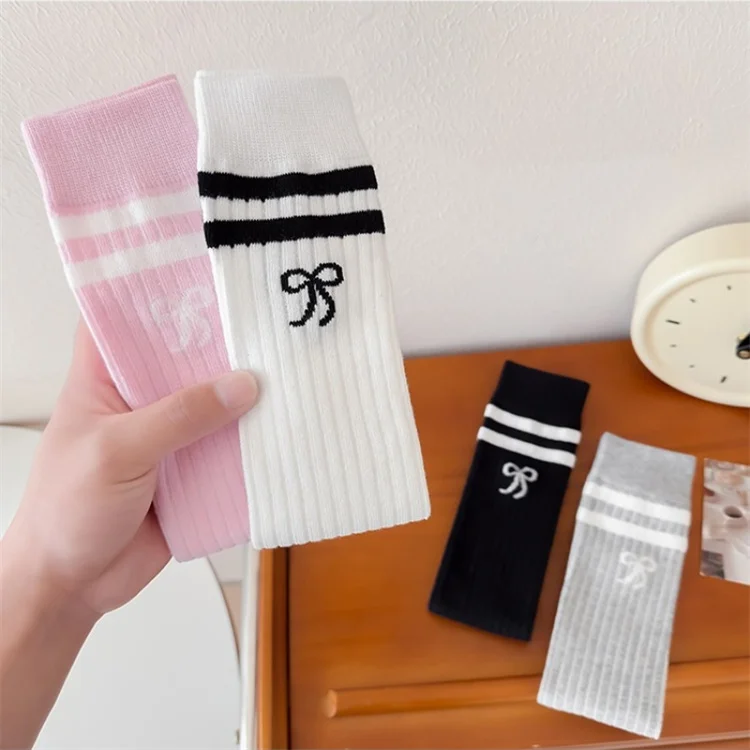Süße kinder Lange Mädchen Socken Kniehohe Frühling Herbst Prinzessin Elegante Baumwolle Bogen Baby Kinder Socken 3-8Y Student Strümpfe neue – Detail 6