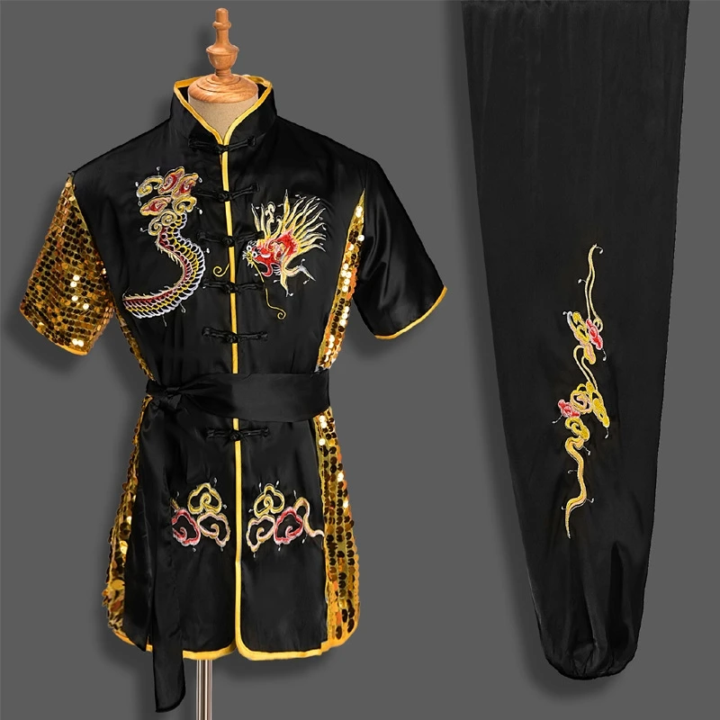 Solredo Unisex Wushu Costume Chinese Traditional Dragon Kung Fu Uniform Training Clothing Martial Arts Costume Tai Chi  Outfit shin guards instep leg protector gear for martial arts sparring boxing kickboxing muay thai training pads