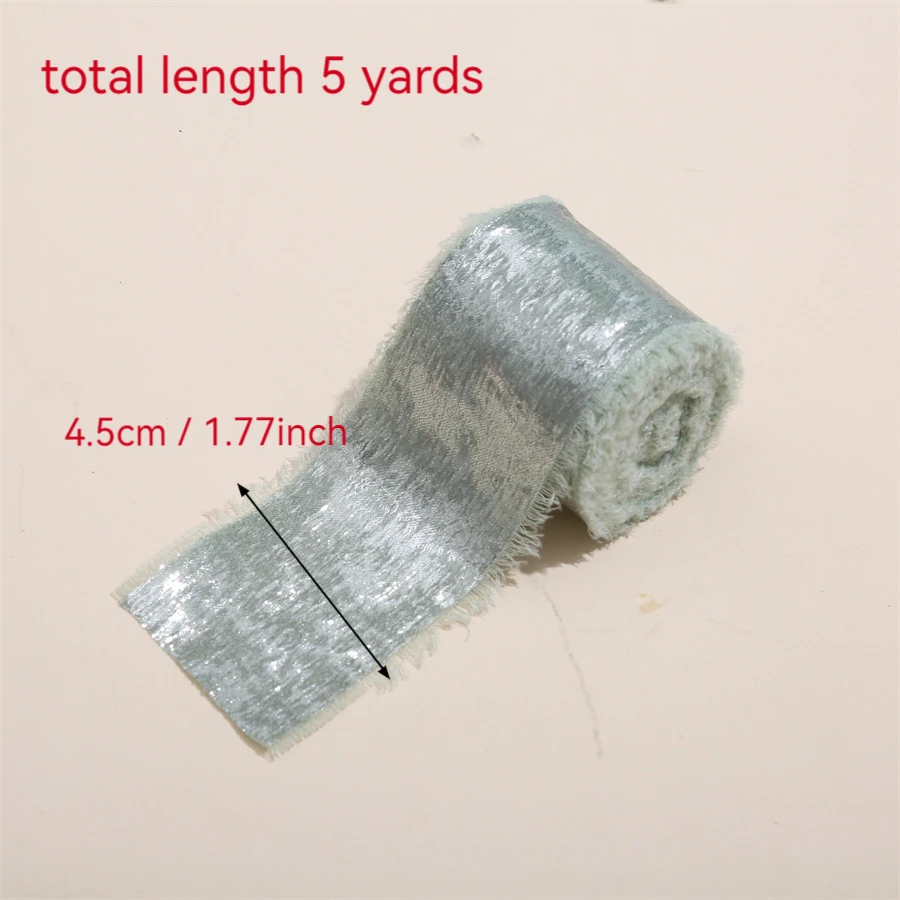 Luxurious Frayed Edged Satin Ribbon with Bronzing - 5 Yards for Elegant Crafts & Special Occasions