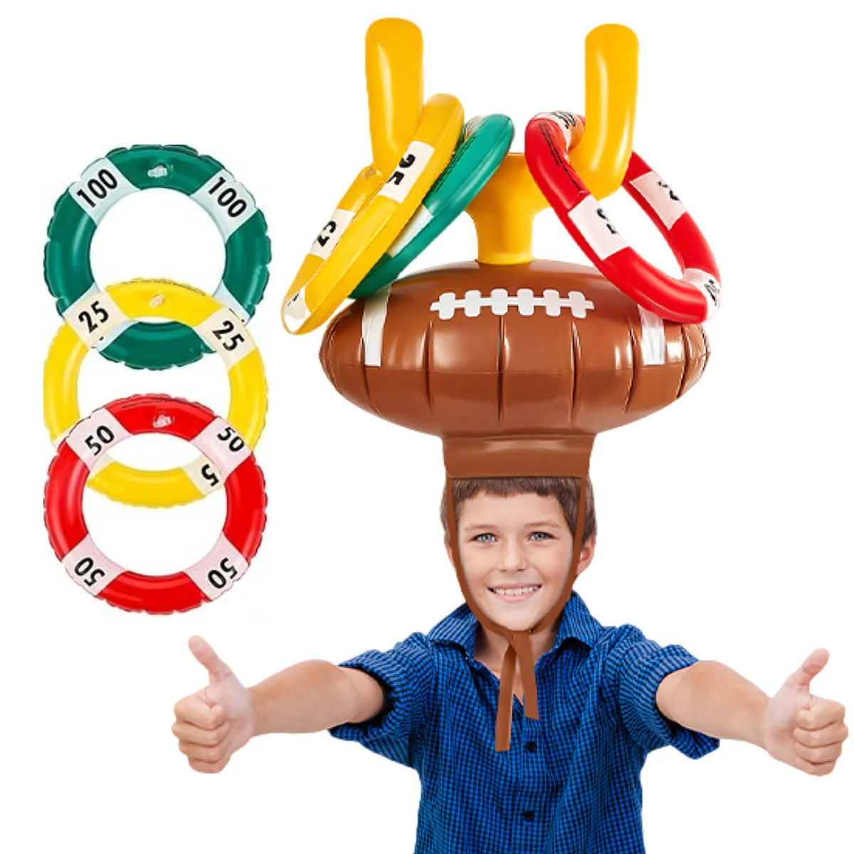 Inflatable Post Ring Toss Football Goal Post Game Toy Set for Boys Girls,GamePost,Decor Birthday Indoor Outdoor Party Supplies,
