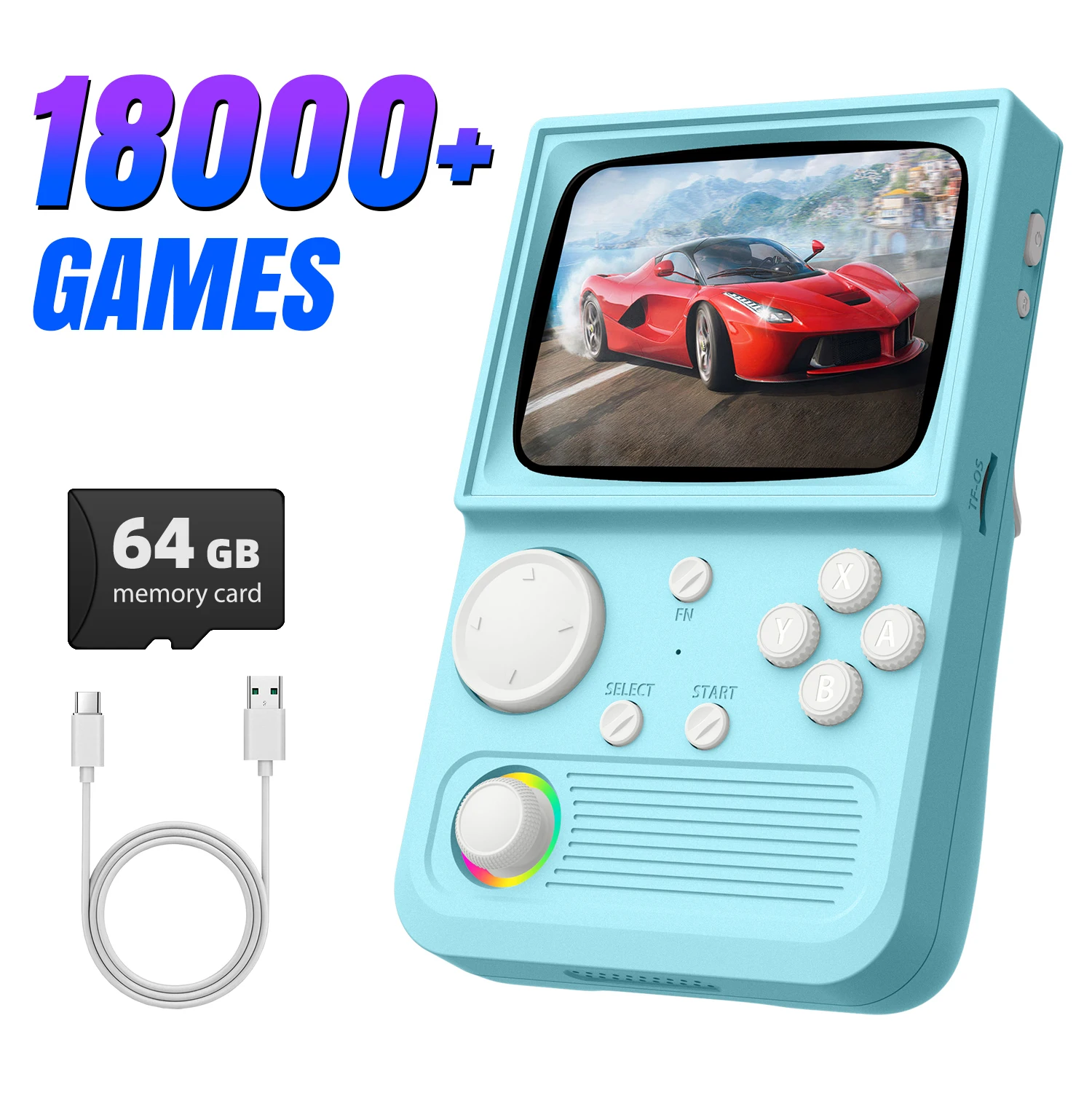 R36T Handheld Game Console supports WiFi 64G/18000+ Games ship from US
