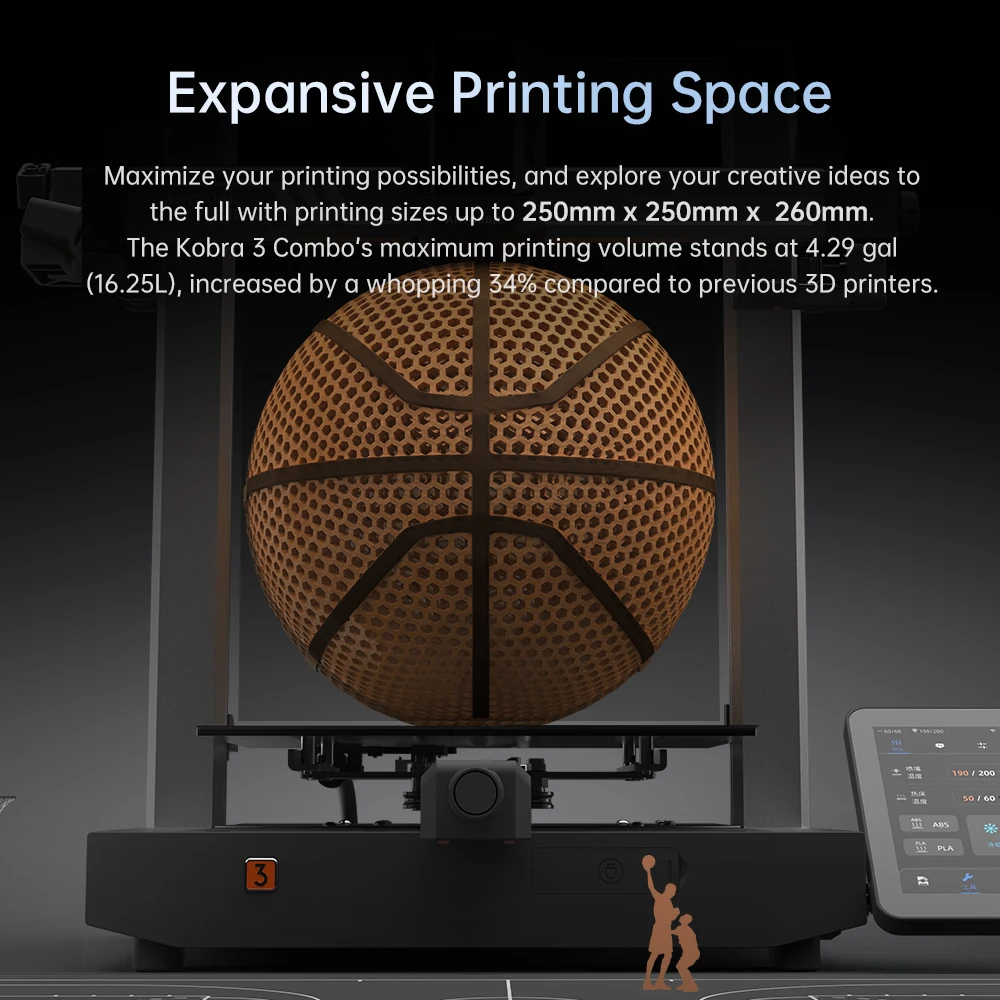 ANYCUBIC Kobra 3 FDM Multi-Color 3D Printer Print in 4 to 8 Color With Max 600mm/s Printing Speed Build Size 250mmx250mmx260mm