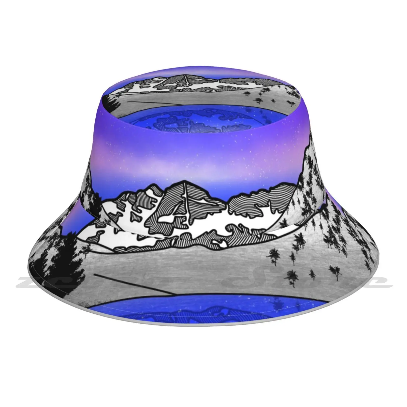 

Bells Cap Diy Foldable Sunshade Fashion Leisure Bucket Hat Bells Lake Mountain Mountain Peaks Elk Mountains Colorado Lake
