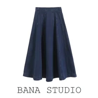 BANA Mid-Length High-Waist Patchwork Denim Skirt for Women Deep Blue A-Line f Body Skirts Office Sle Spring Collection